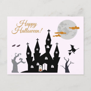 Cartão Postal Happy Halloween Spooky Castle