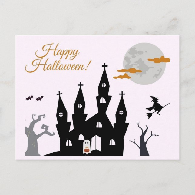 Cartão Postal Happy Halloween Spooky Castle (Frente)