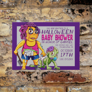 Cartão Postal Happy Halloween Zombie Baby Shower