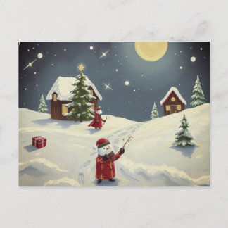 Cartão Postal Happy Holiday Snow Landscape card 