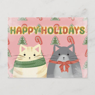 Cartão Postal Happy Holidays Cats Postcard