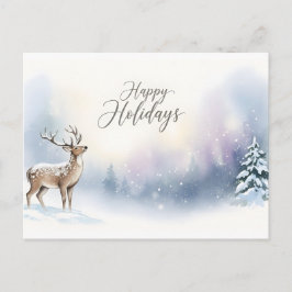 Cartão Postal Happy Holidays Winter Woodland Greeting