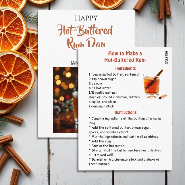 Cartão Postal Happy Hot-Buttered Rum Day | January 17th (Criador carregado)