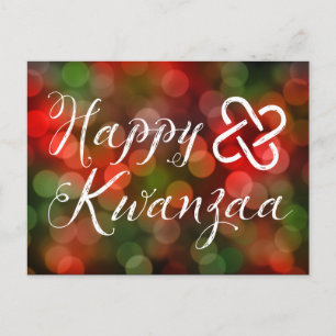 Cartão Postal Happy Kwanzaa Bokeh Umoja Lights