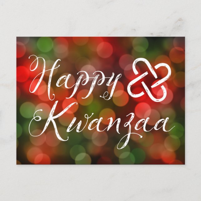 Cartão Postal Happy Kwanzaa Bokeh Umoja Lights (Frente)