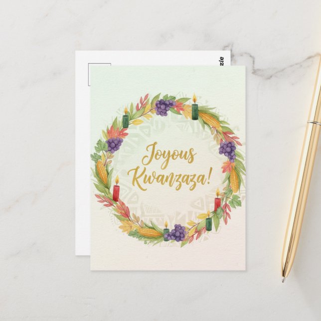 Cartão Postal Happy Kwanzaa Kinara Postcard (Frente/Verso In Situ)