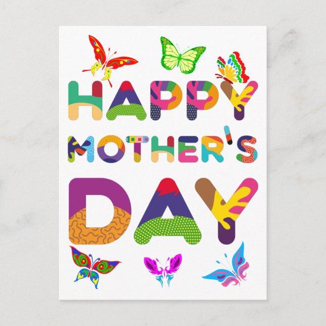 Cartão Postal Happy Mother's Day Colorful (Frente)