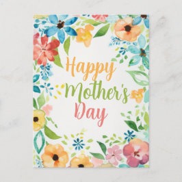Cartão Postal Happy Mother's Day Colorful Flowers