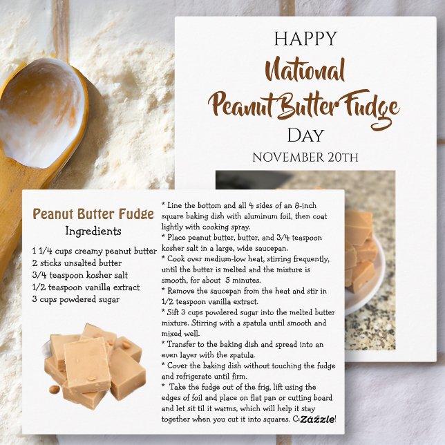 Cartão Postal Happy National Peanut Butter Fudge Day | Nov 20th (Criador carregado)
