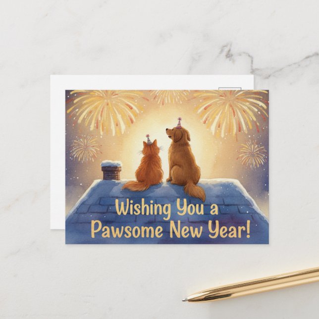 CARTÃO POSTAL HAPPY NEW YEAR 2026  (Frente/Verso In Situ)