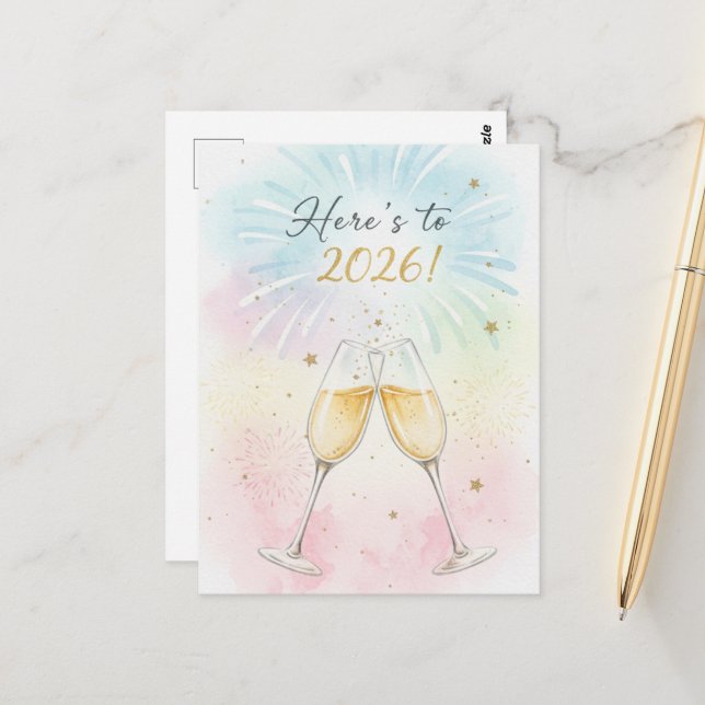 CARTÃO POSTAL HAPPY NEW YEAR 2026  (Frente/Verso In Situ)