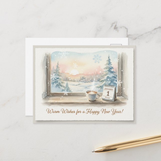 CARTÃO POSTAL HAPPY NEW YEAR 2026  (Frente/Verso In Situ)