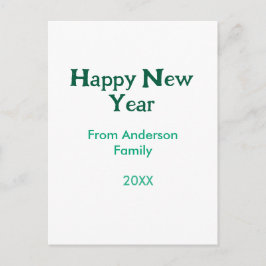Cartão Postal Happy new year green add family name year simple 