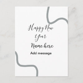 Cartão Postal Happy new year name message gray simple holiday
