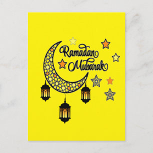 Cartão Postal Happy Ramadan Mubarak Kareem Crescent lanterna