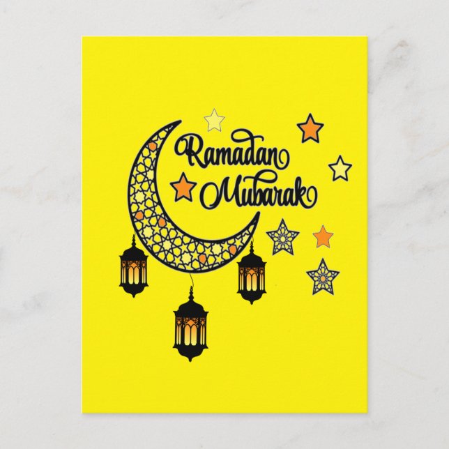 Cartão Postal Happy Ramadan Mubarak Kareem Crescent lanterna (Frente)