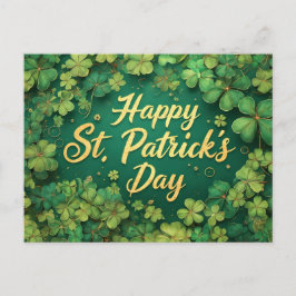 Cartão Postal Happy St. Patrick’s Day Clover Design