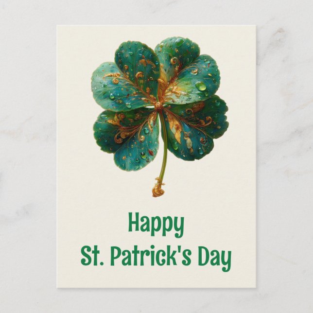 Cartão Postal Happy St. Patrick’s Day Elegant Shamrock (Frente)