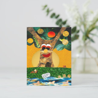 Cartão Postal Happy tree for a happy cat in balans met feng shui