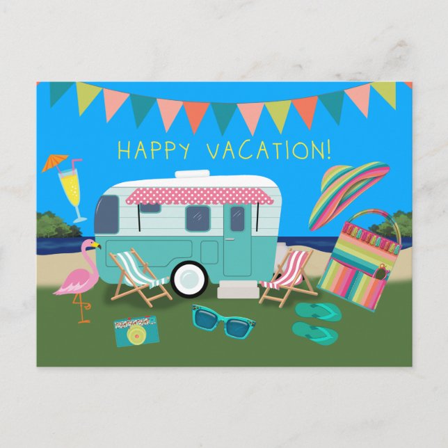 Cartão Postal Happy Vacation Lakeside Camping (Frente)