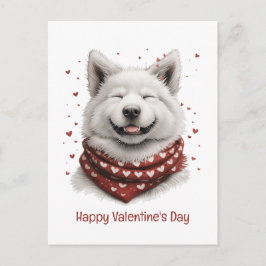 Cartão Postal Happy Valentines Day Samoyed Dog