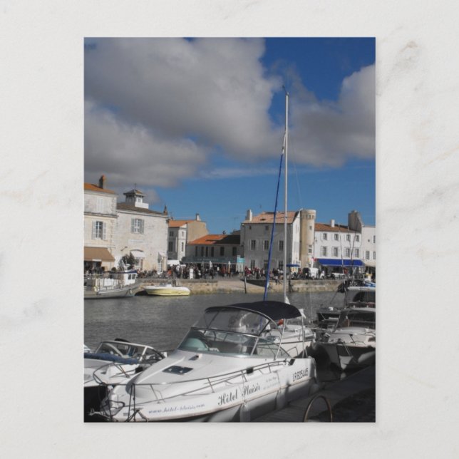 Cartão Postal Harbor em Ile de Re, França (Frente)