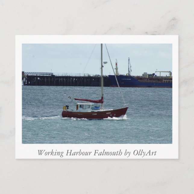 Cartão Postal Harbor Falmouth por OllyArt Photoographic (Frente)