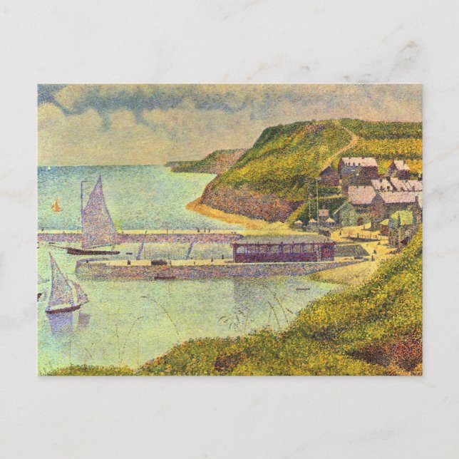 Cartão Postal Harbour Port-en-Bessin High Tide, por Georges Seur (Frente)