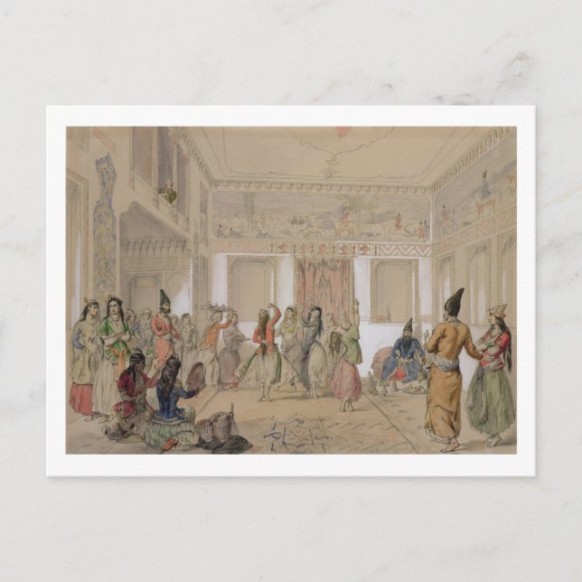 Cartão Postal Harem Banquete, Teerão (lápis e c/c no papel) (Frente)