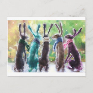 Cartão Postal Hares with scarves