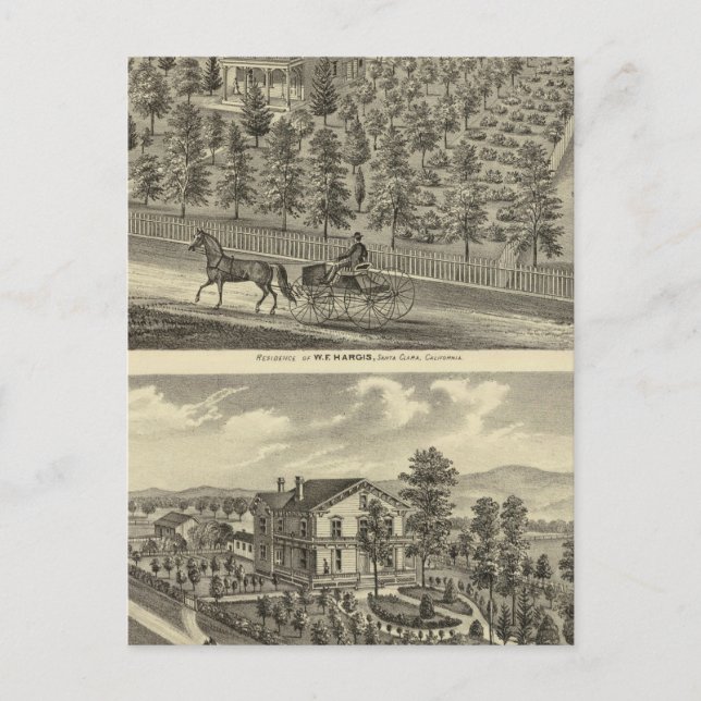 Cartão Postal Hargis, residências Cheney (Frente)