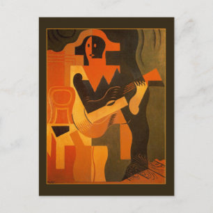 Cartão Postal Harlequin com a guitarra por Juan Gris