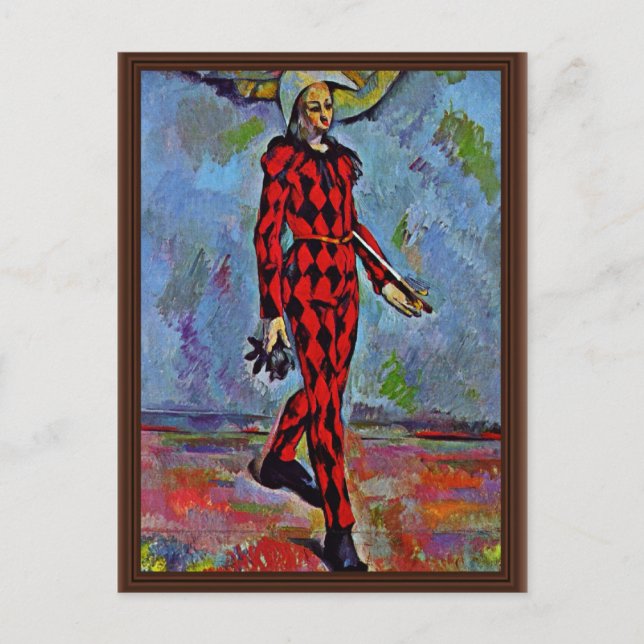 Cartão Postal Harlequin Por Paul Cézanne (Melhor Qualidade) (Frente)