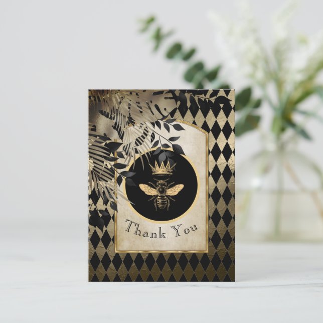 Cartão Postal Harlequin Queen Bee Obrigado (Em pé/Frente)