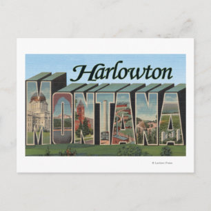 Cartão Postal Harlowton, Montana - Cenas com Letras Grandes