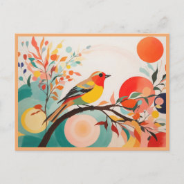 Cartão Postal Harmonia Melódica, Passarinho Abstrato no Galho da