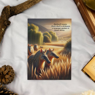 Cartão Postal Harmonia na Natureza: Aardwolf Frolicking in Field