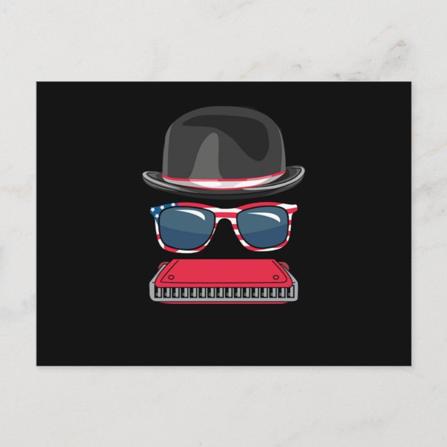 Cartão Postal Harmonica Blues Music Audio Instrument Sound Gift (Frente)