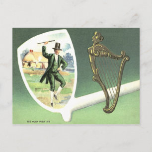 Cartão Postal Harpa de Leprechaun de Erin Cano de Barro Jig