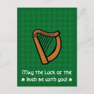 Cartão Postal Harpas Celta Irlandesa Dia de São Patrício