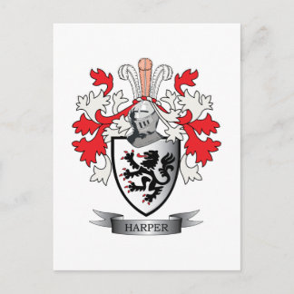 Cartão Postal Harper Family Crest Casaco de Armas