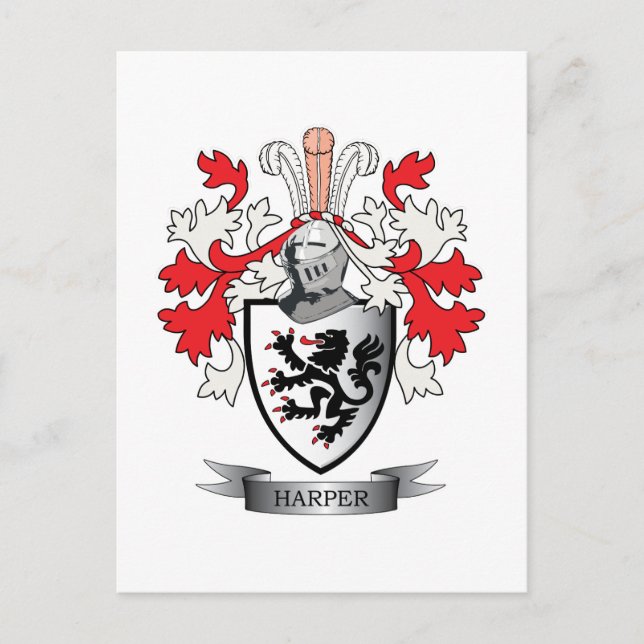 Cartão Postal Harper Family Crest Casaco de Armas (Frente)