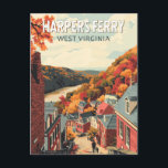 Cartão Postal Harpers Ferry West Virginia Viagem Art Vintage<br><div class="desc">Harpers Ferry retro vetor viagem. Harpers Ferry é uma cidade em West Virginia. Os caminhos vêm através do Parque Histórico Nacional Harpers Ferry,  que tem edifícios do século XIX.</div>