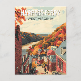 Cartão Postal Harpers Ferry West Virginia Viagem Art Vintage