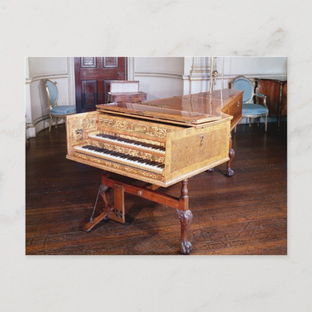 Cartão Postal Harpsichord, por Jacob Kirckman, inglês, 1766 (Frente)