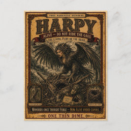 Cartão Postal Harpy, Vintage Circus Monster