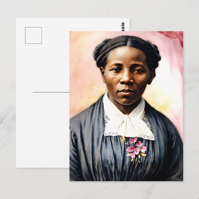 Cartão Postal Harriet Tubman Watercolor Retrat Art (Frente/Verso)