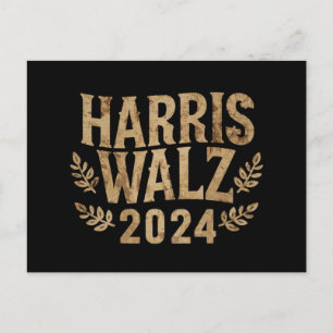 Cartão Postal Harris Tim Walz Crest Antigo Harris Waltz 2024 