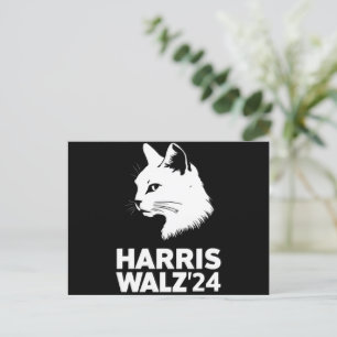 Cartão Postal Harris Waltz Eleição 2024 Gato Divertido Kamala Ti