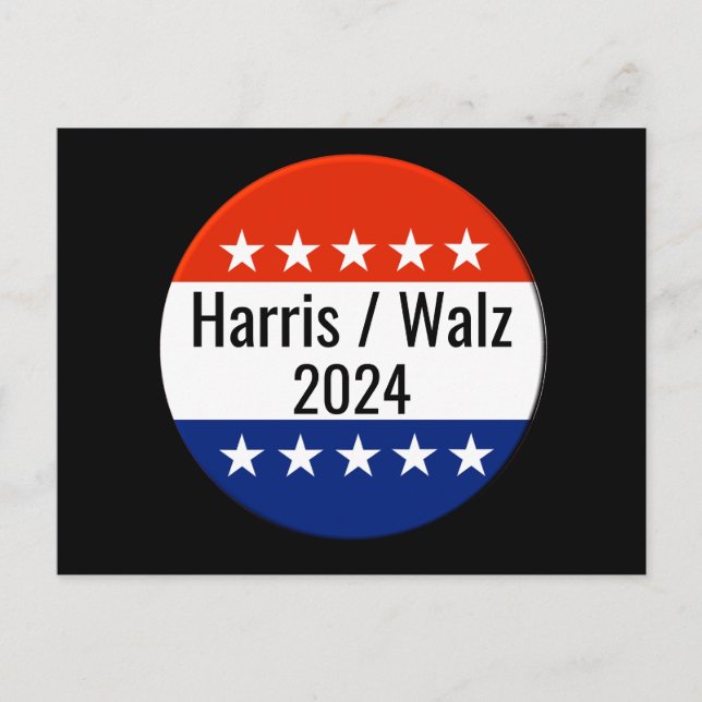 Cartão Postal Harris Walz 2024 Eleição (Frente)